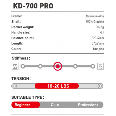 Badmintono raketė Kawasaki KD 700 PRO 5 Badmintono raketė Kawasaki KD 700 PRO 5