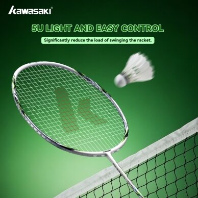 Badmintono raketė Kawasaki Passion GZ-20 White/Green 5u (sustyguota)                                             1