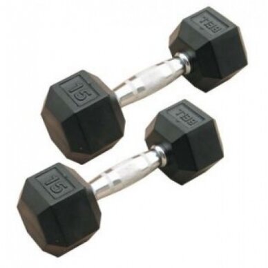 Hexagon šešiakampis hantelis 15kg (1vnt) Hexagon šešiakampis hantelis 15kg (1vnt)