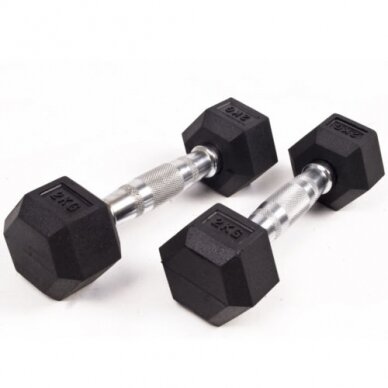Hexagon šešiakampis hantelis 2kg (1vnt) 1 Hexagon šešiakampis hantelis 2kg (1vnt) 1