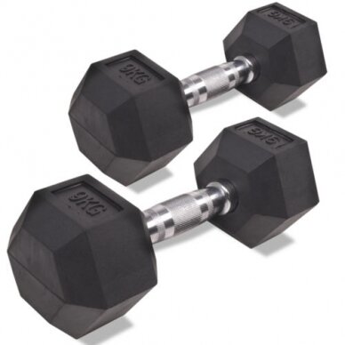 Hexagon šešiakampis hantelis 9kg (1vnt) Hexagon šešiakampis hantelis 9kg (1vnt)