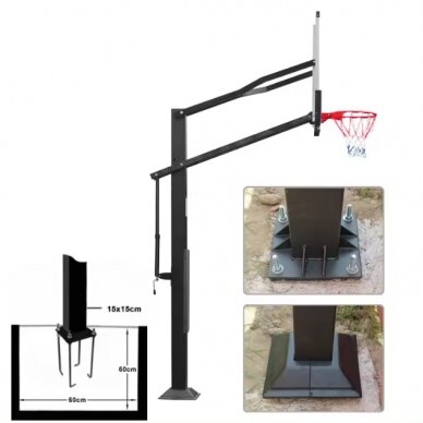 Įbetonuojamas krepšinio stovas Prove Minesota (12mm grūdinto stiklo lenta 150x81cm) 3 Įbetonuojamas krepšinio stovas Prove Minesota (12mm grūdinto stiklo lenta 150x81cm) 3
