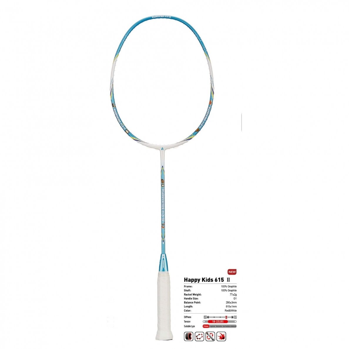 Profesionali badmintono raketė vaikiška Kawasaki HAPPY KIDS 650 Blue 1