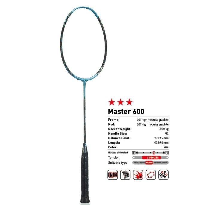 Profesionali badmintono raketė Kawasaki Master 600 (sustyguota) Profesionali badmintono raketė Kawasaki Master 600 (sustyguota)