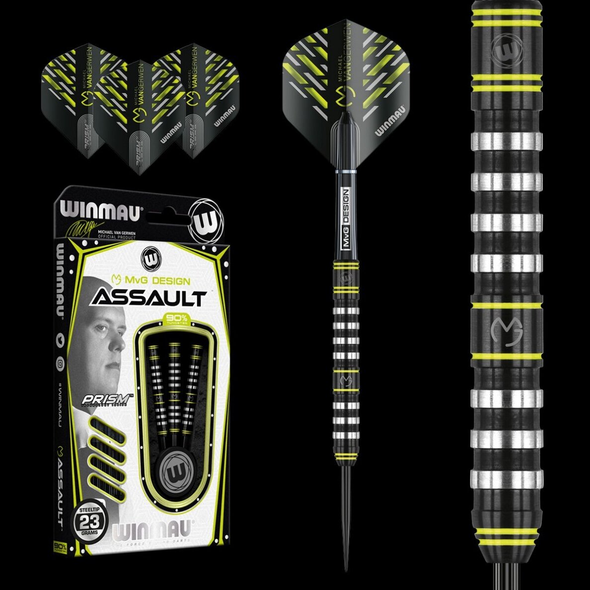 Smiginio strėlytės Winmau MVG Assault 90% Tungsten alloy 3x25g Smiginio strėlytės Winmau MVG Assault 90% Tungsten alloy 3x25g