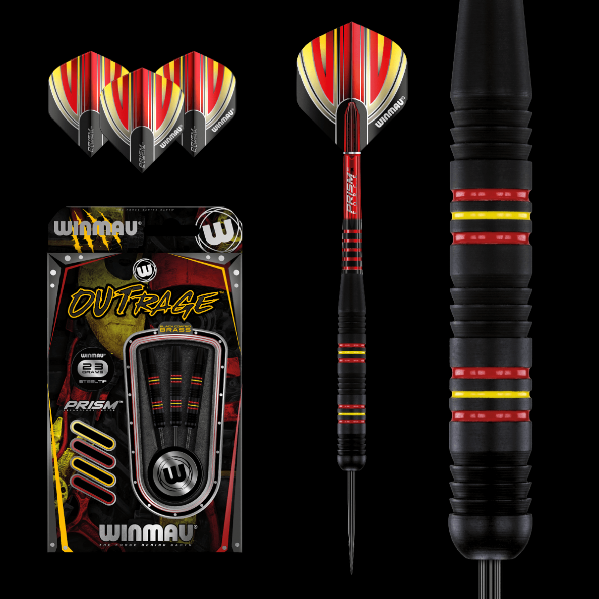 Smiginio strėlytės Winmau Outrage Brass 23g Smiginio strėlytės Winmau Outrage Brass 23g