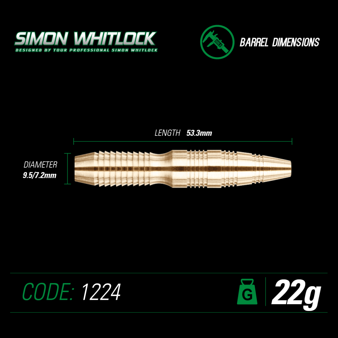 Smiginio strėlytės Winmau Simon Whitlock 22g 2 Smiginio strėlytės Winmau Simon Whitlock 22g 2