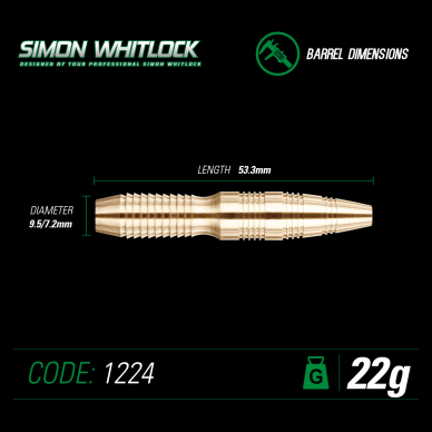 Smiginio strėlytės Winmau Simon Whitlock 22g 2 Smiginio strėlytės Winmau Simon Whitlock 22g 2