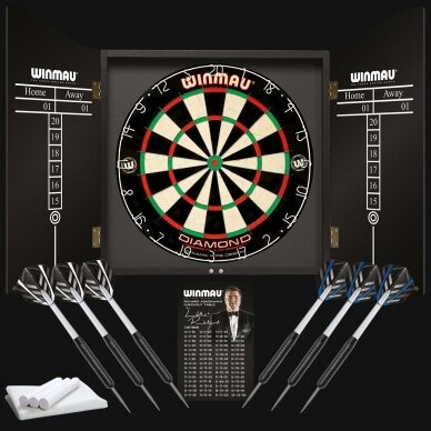 Smiginio taikinio rinkinys namelis Winmau Black Ash Profesional Dart set Smiginio taikinio rinkinys namelis Winmau Black Ash Profesional Dart set