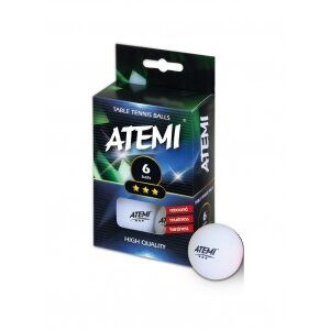 Stalo teniso kamuoliukai Atemi 3* 6vnt (balti) Stalo teniso kamuoliukai Atemi 3* 6vnt (balti)