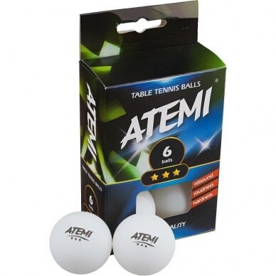 Stalo Teniso Kamuoliukai Atemi 3* 6vnt (Balti) Stalo Teniso Kamuoliukai Atemi 3* 6vnt (Balti)