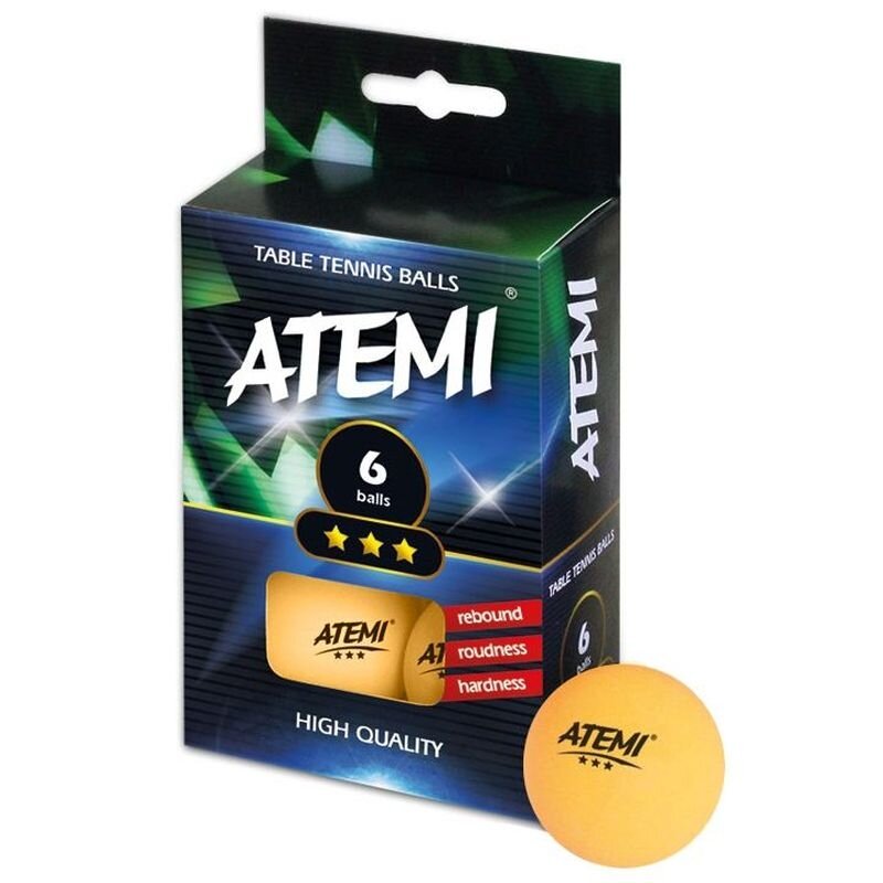 Stalo teniso kamuoliukai Atemi 3* 6vnt (oranžiniai) Stalo teniso kamuoliukai Atemi 3* 6vnt (oranžiniai)